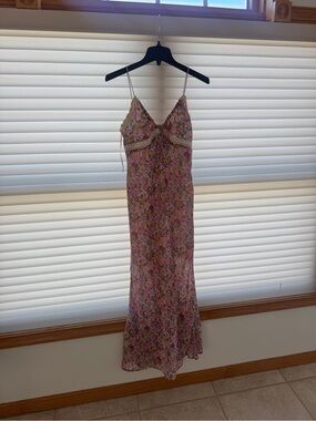Princess Polly Pink Floral Maxi Slip Dress with Lace Trim